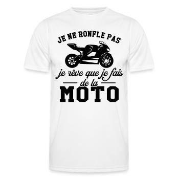 Je ne ronfle pas je rêve que je fais de la moto - T-shirt sport Homme - blanc - Devant - AI Model Male 178 dark (178cm)
