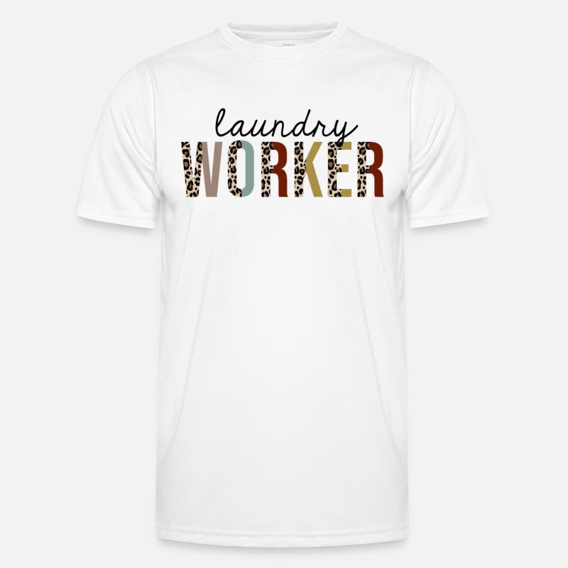 Laundry Worker Leopard Print Funny Men's Functional T-Shirt