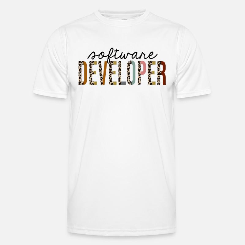 Software Developer Leopard Print Funny - Men's Functional T-Shirt - white