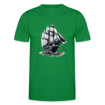 Segelschiff auf hoher See: Freiheit und Abenteuer - Männer Funktions-T-Shirt - Kelly Green - Vorne - AI Model Male 178 dark (178cm)