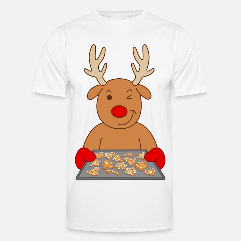 Rentier Weihnachtsgebäck Gebäck Plätzchen backen Männer Funktions-T-Shirt