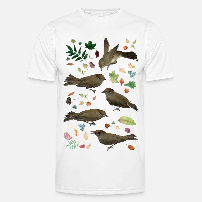 Blackcap with autumn leaves - Men's Functional T-Shirt - white