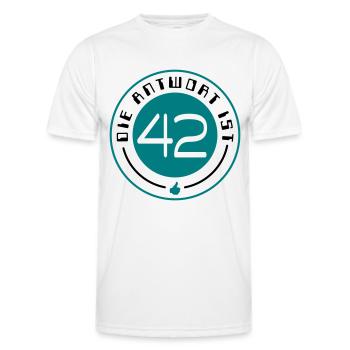 La réponse est 42 - T-shirt sport Homme - blanc - Devant - AI Model Male 178 dark (178cm)