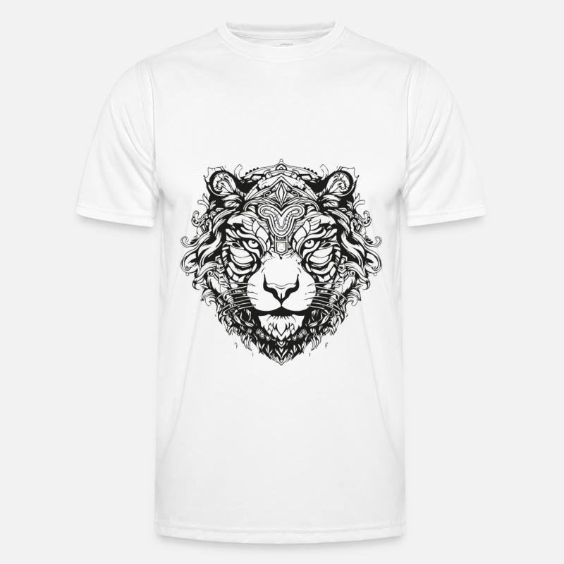 Tiger Mandala Boho - Männer Funktions-T-Shirt - Weiß