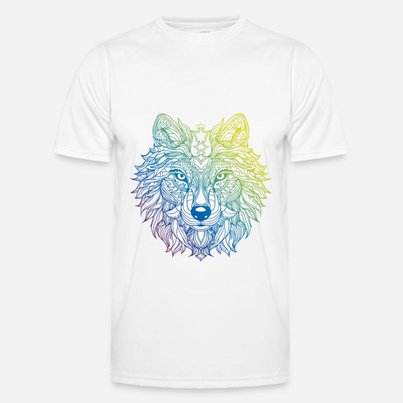 Wolf Mandala Boho - Men's Functional T-Shirt - white