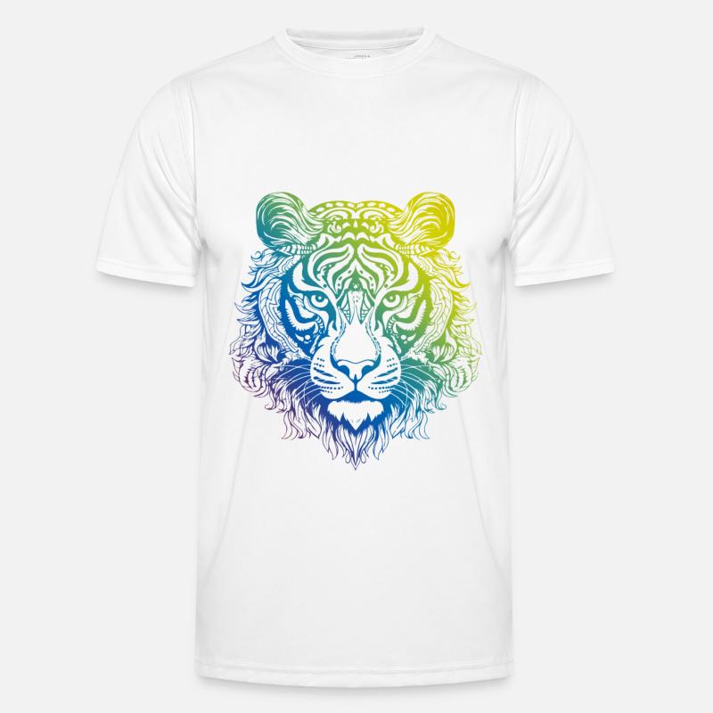 Tiger Mandala Boho - Männer Funktions-T-Shirt - Weiß