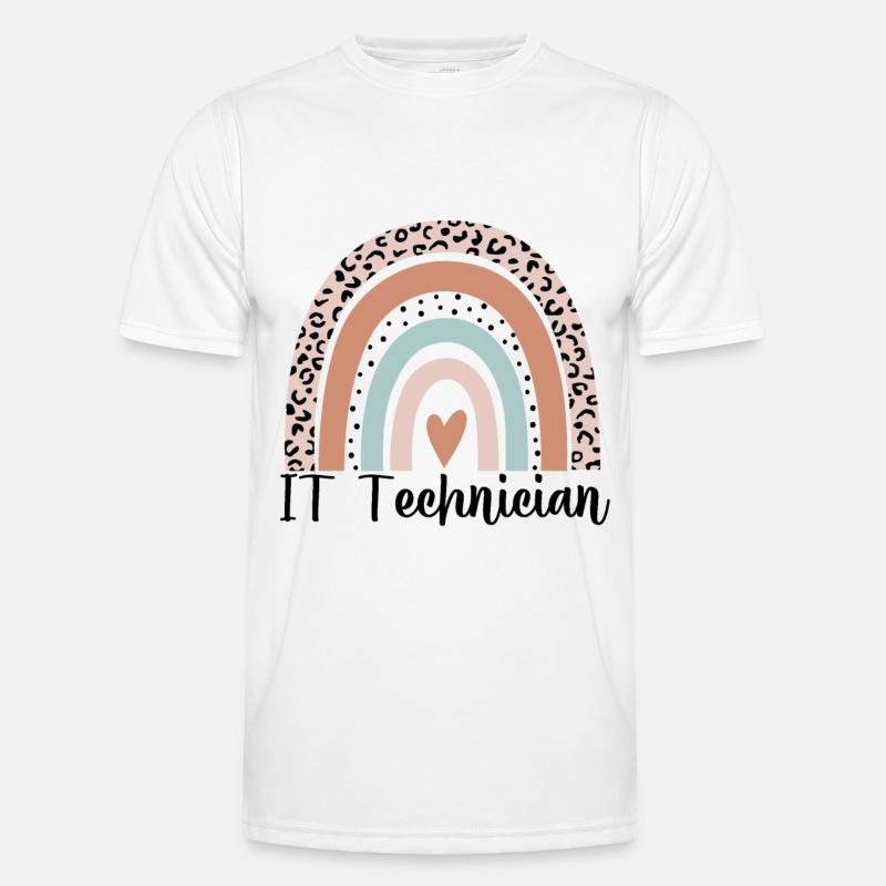 Technicien informatique Rainbow Leopard Drôle technicien informatique - T-shirt sport Homme - blanc