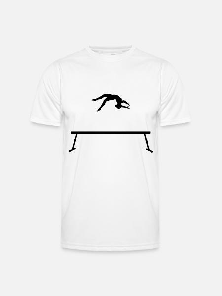 Gymnastics jump on balance beam - Men's Functional T-Shirt - white