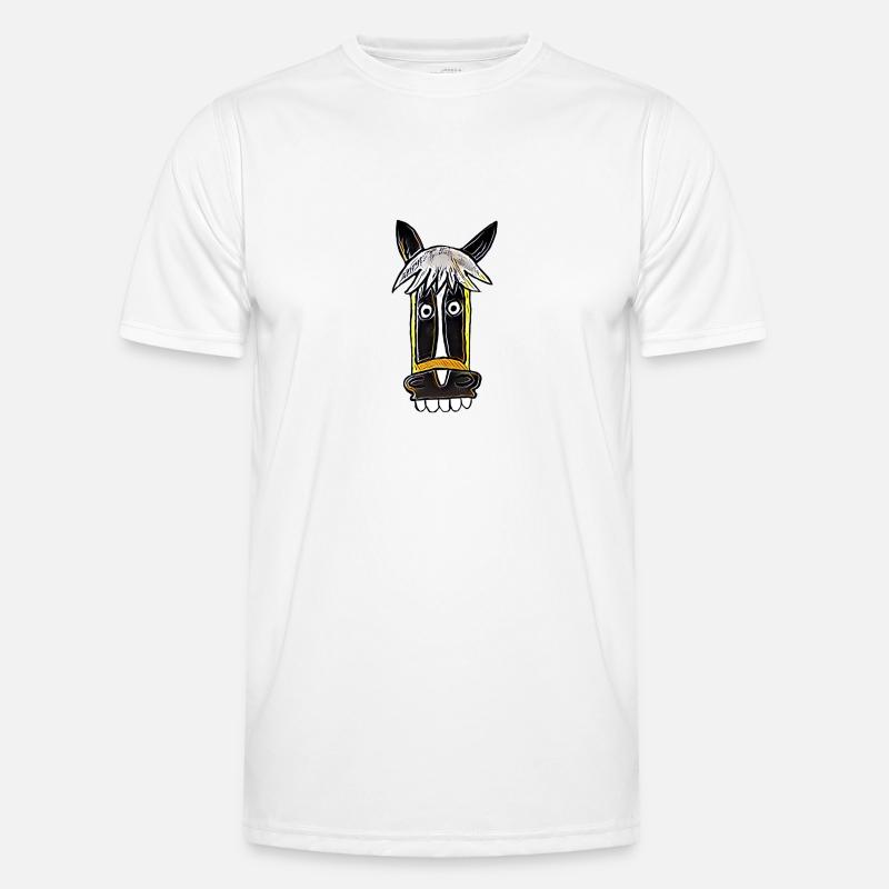 verrücktes Pferd Seppl Comic - Männer Funktions-T-Shirt - Weiß