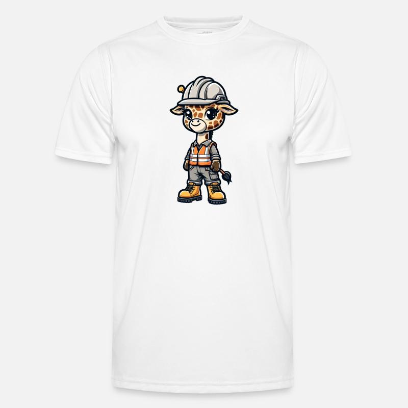 Cute Giraffe Construction Worker - Männer Funktions-T-Shirt - Weiß