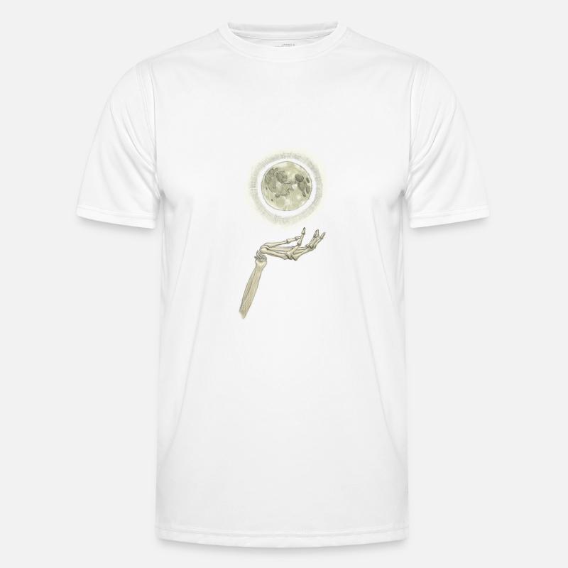 Bonehand with Moon - Männer Funktions-T-Shirt - Weiß
