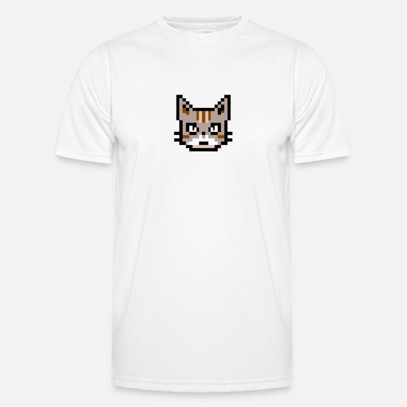 Pixelart Katze Männer Funktions-T-Shirt