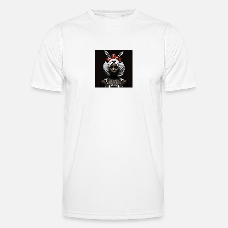 black women WHITE RABBIT HIDES EASTER EGGS - Men's Functional T-Shirt - white