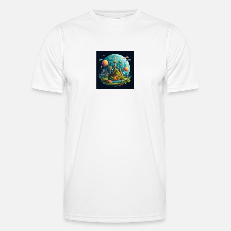 Terre plate du système solaire T-shirt sport Homme