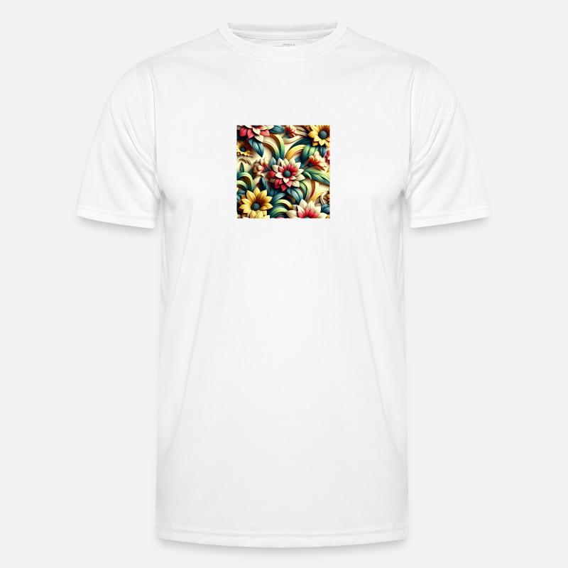 Blumenmuster 3D Effekt Männer Funktions-T-Shirt