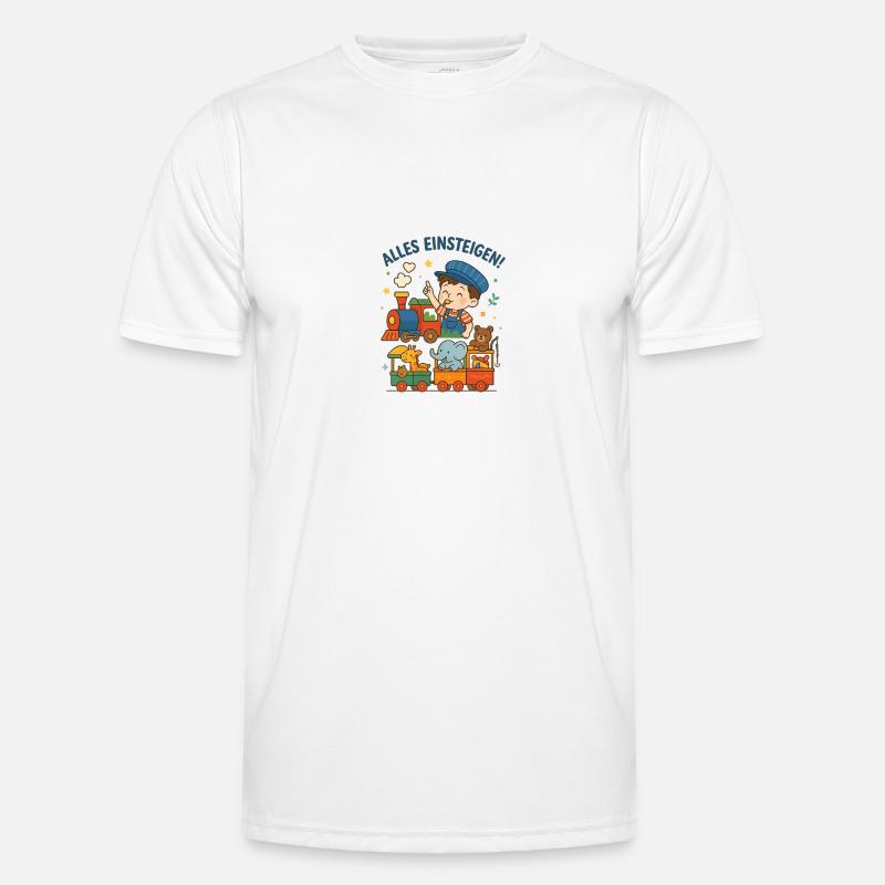 Eisenbahn Kinder Alles Einsteigen - Männer Funktions-T-Shirt - Weiß