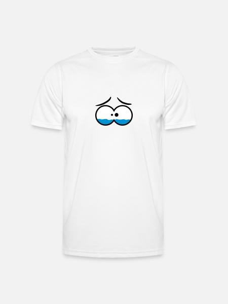 Sad Crying Comic Eyes - Men's Functional T-Shirt - white