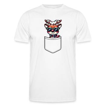 Cooles Rentier mit Sonnenbrille und Schal - Männer Funktions-T-Shirt - Weiß - Vorne - AI Model Male 178 dark (178cm)