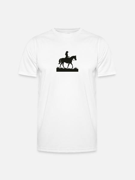 Westernreiterin Silhouette - Männer Funktions-T-Shirt - Weiß