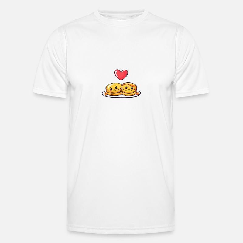 Pancake Paar Liebe Herz Comic Männer Funktions-T-Shirt