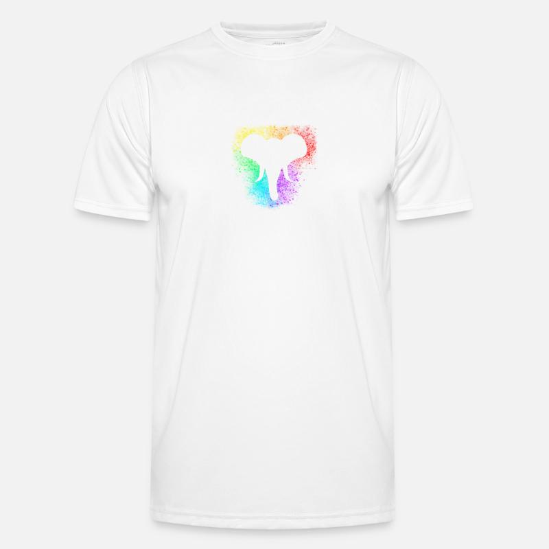 Rainbow splash elephant head - Men's Functional T-Shirt - white