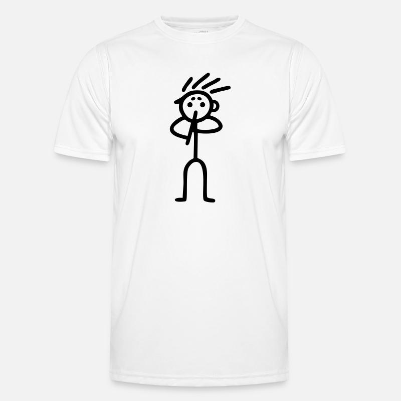 Strichmännchen Flöter - Männer Funktions-T-Shirt - Weiß