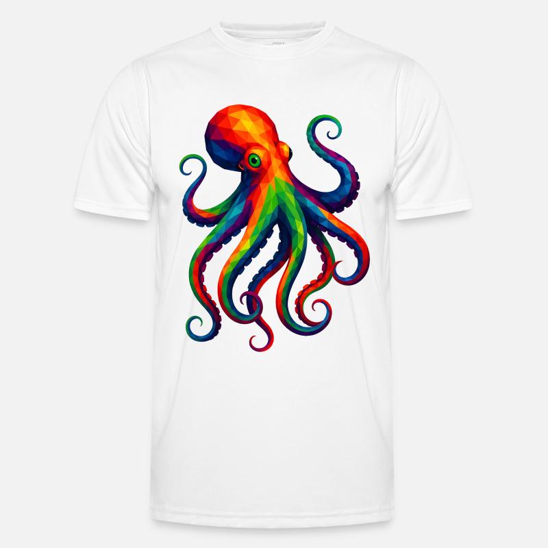 WPAP Stil Polygon Tiere - Krake Oktopus Männer Funktions-T-Shirt