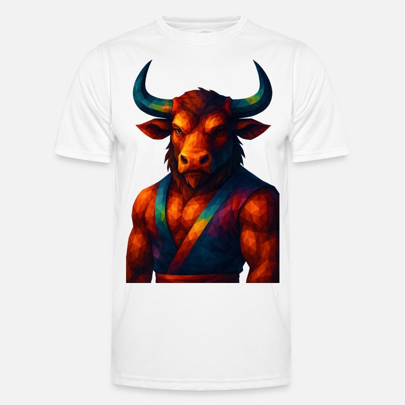 WPAP Stil Tiere - Minotaurus in Pose Männer Funktions-T-Shirt