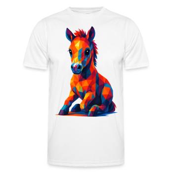 WPAP Polygon Kawaii Style Animaux Bébé Cheval Poulain - T-shirt sport Homme - blanc - Devant - AI Model Male 178 dark (178cm)