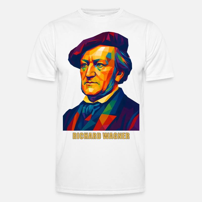 WPAP Polygon Portrait Richard Wagner Composer - Men's Functional T-Shirt - white