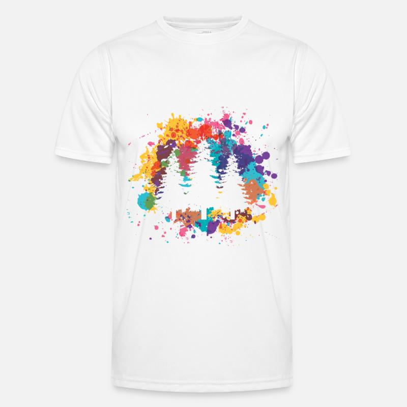 Buntes Spritzen und Baum - Männer Funktions-T-Shirt