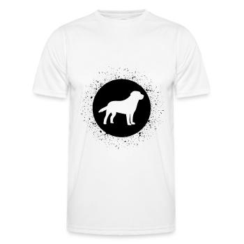 Cercle avec éclaboussure et chien - (5) - T-shirt sport Homme - blanc - Devant - AI Model Male 178 dark (178cm)