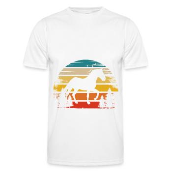 Rétro Soleil et Cheval - (3) - T-shirt sport Homme - blanc - Devant - AI Model Male 178 dark (178cm)