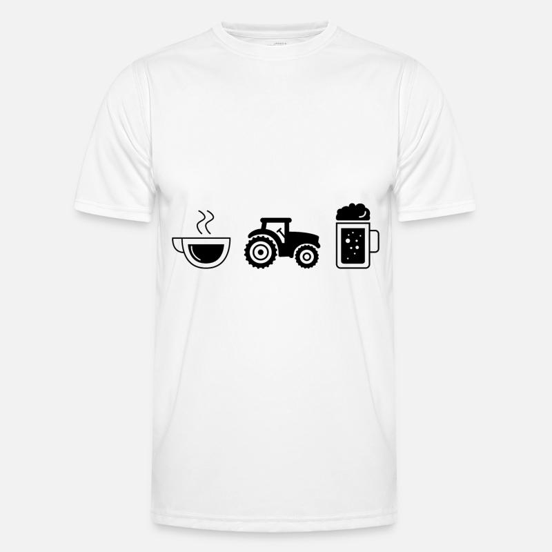 Kaffee Bier und Traktor - - Männer Funktions-T-Shirt - Weiß