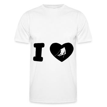 I love skis - - Men's Functional T-Shirt - white - Front - AI Model Male 178 dark (178cm)