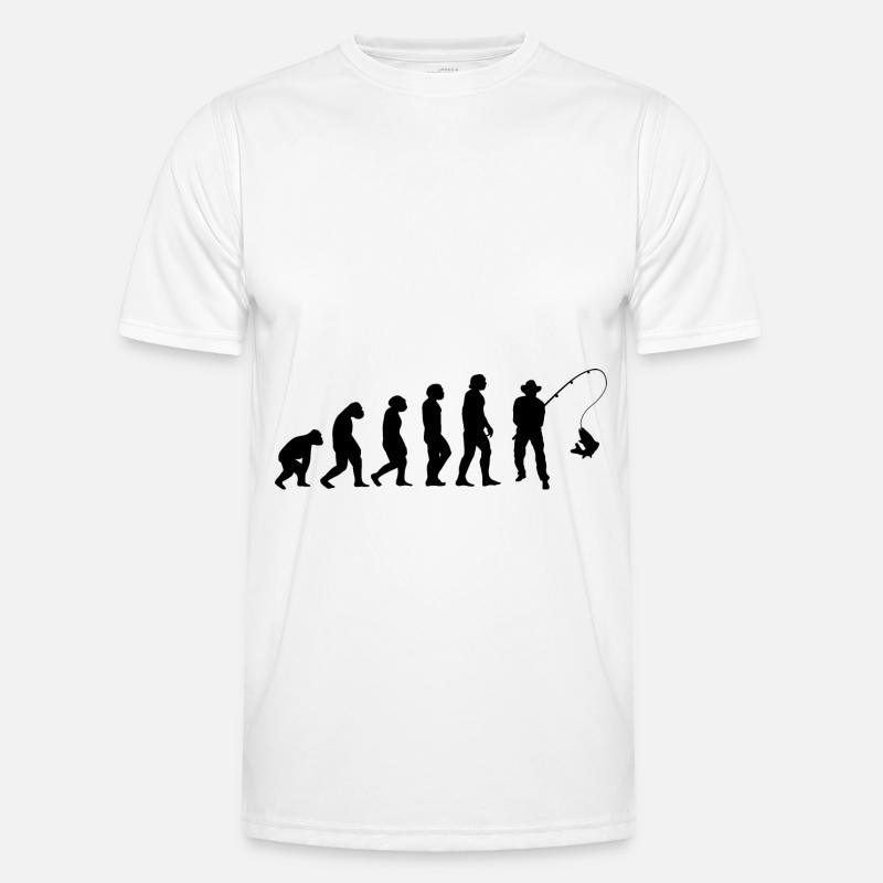 Evolution und Angeln - - Männer Funktions-T-Shirt - Weiß