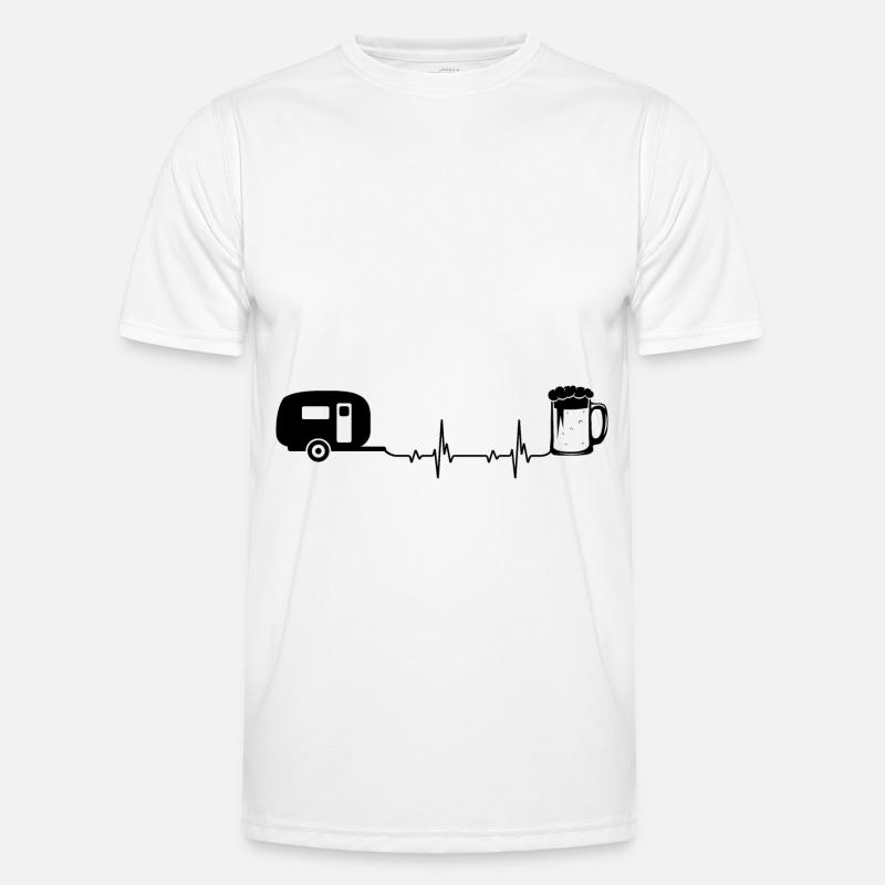 Camping und Bier - (2) - Männer Funktions-T-Shirt - Weiß