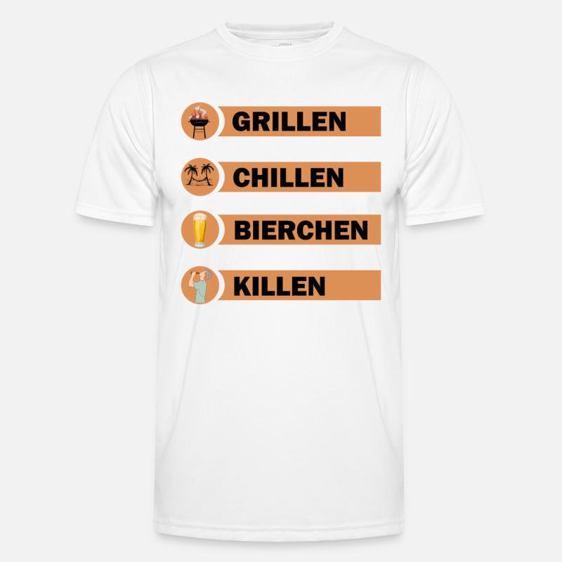 Grillen Chillen Bierchen Killen Grill Bier Spruch Männer Funktions-T-Shirt