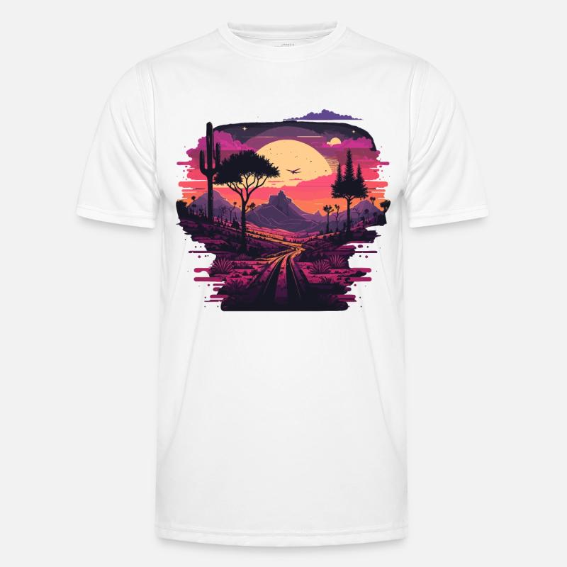 Rétro Coucher de soleil T-shirt sport Homme