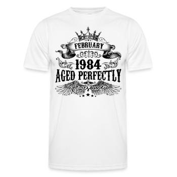 1984 | Februar Aged Perfectly 1984 Geburtstagsgeschenk - Männer Funktions-T-Shirt - Weiß - Vorne - AI Model Male 178 dark (178cm)