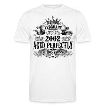 2002| February Aged Perfectly 2002 birthday gift - Men's Functional T-Shirt - white - Front - AI Model Male 178 dark (178cm)