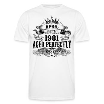 1981 | April Aged Perfectly 1981 Geburtstagsgeschenk - Männer Funktions-T-Shirt - Weiß - Vorne - AI Model Male 178 dark (178cm)