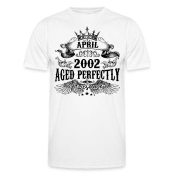 2002| april Aged Perfectly 2002 birthday gift - Men's Functional T-Shirt - white - Front - AI Model Male 178 dark (178cm)