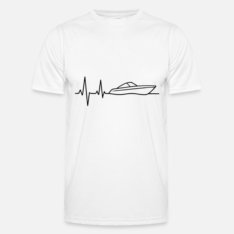 Boot Herzschlag – Motorboot Leben - Männer Funktions-T-Shirt - Weiß