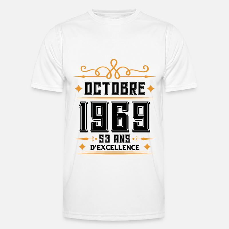 Octobre 1969 53 Ans d'excellence T-shirt sport Homme