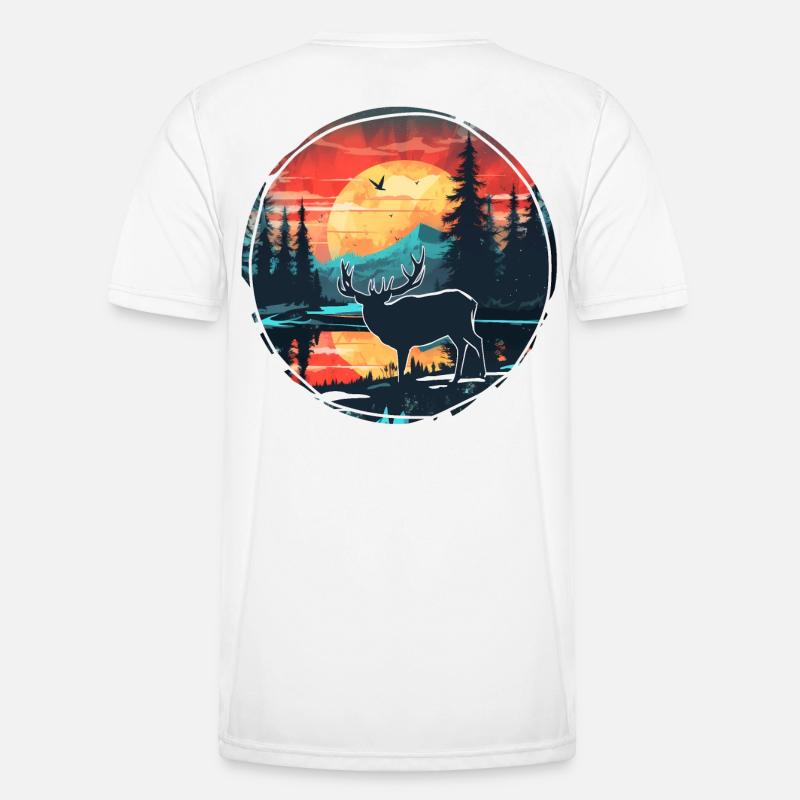 Belle conception de la nature avec des cerfs dans la forêt T-shirt sport Homme