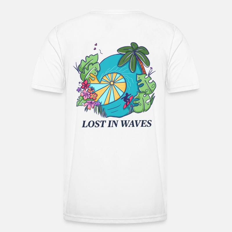 Perdu dans les vagues - Conception de vibrations de surf tropicales T-shirt sport Homme