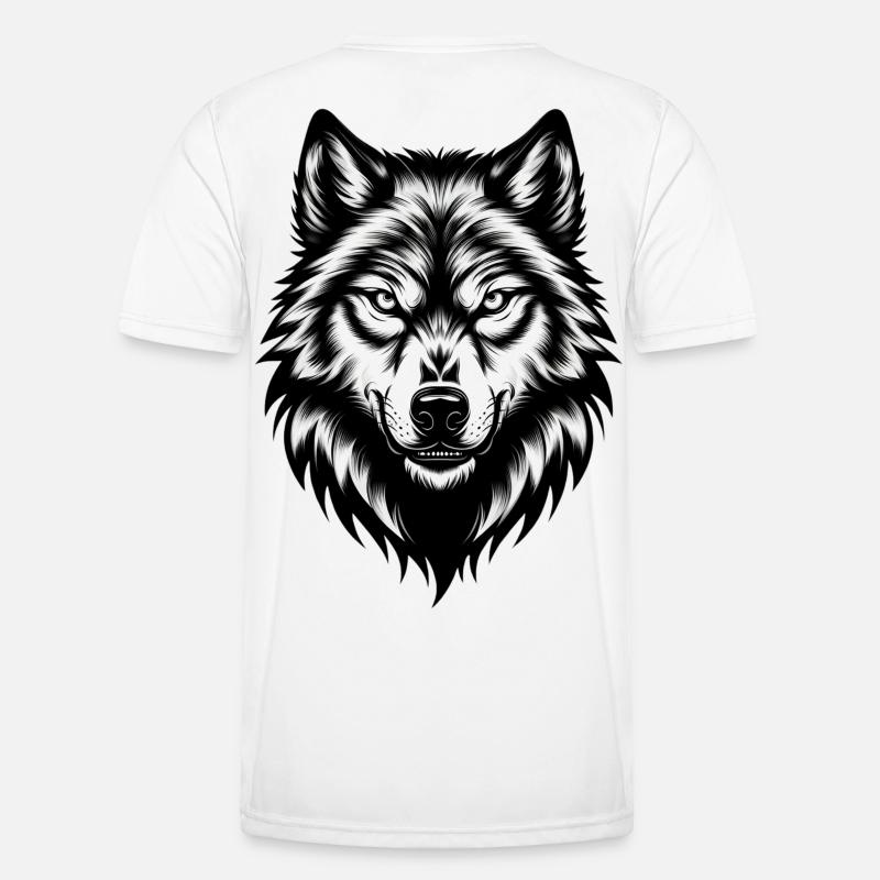 Wild Wolf's Head – Black & White - Men's Functional T-Shirt - white