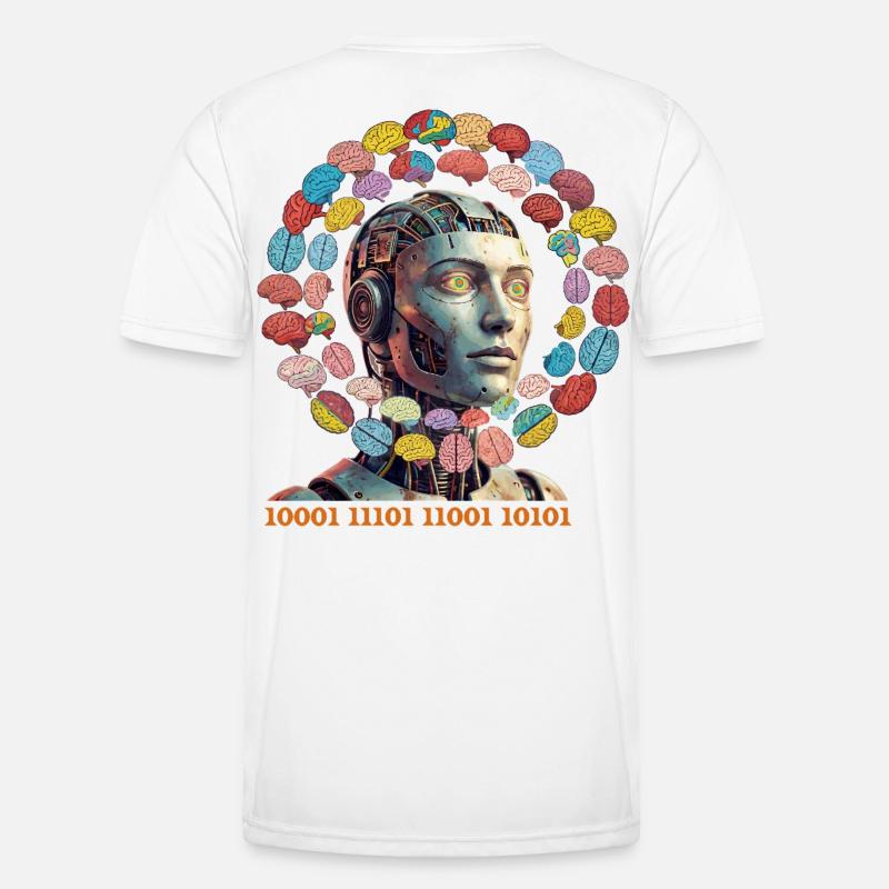 AI brain magic in colorful orbit - Men's Functional T-Shirt - white