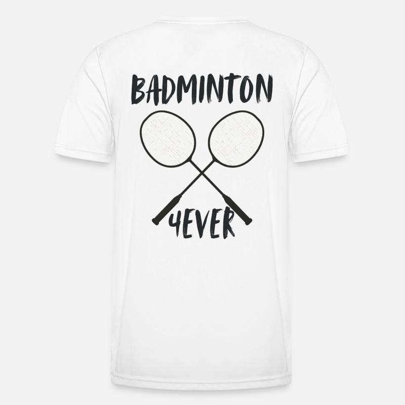 Badminton Forever Schläger - Männer Funktions-T-Shirt - Weiß